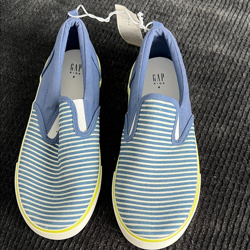 GAP Kids Blue and White Striped Sneakers